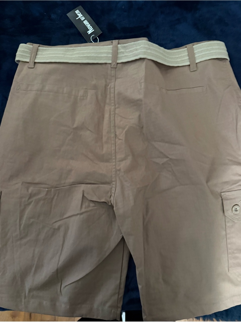 New Brown Cargo Men’s Shorts with Belt - - Picture 2 of 4